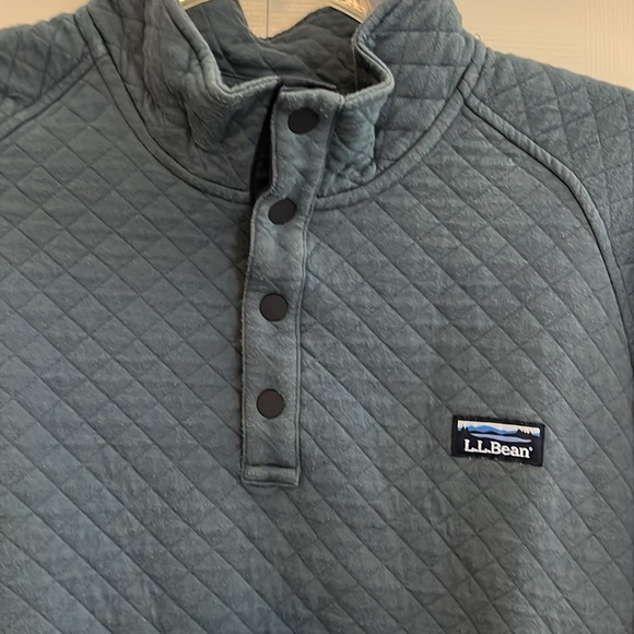 L.L.Bean Men's Quilted Sweatshirt, Mockneck-Blue size XL - Picture 2 of 4